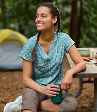 Women's Streamside Tee, Short-Sleeve Splitneck Print