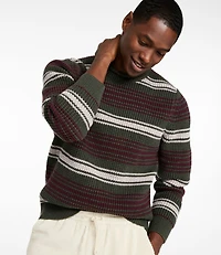 Men's Organic Cotton Waffle Sweater, Rollneck Crew, Stripe