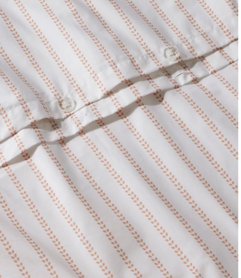 Sunwashed Percale Comforter Cover, Stripe Leaf