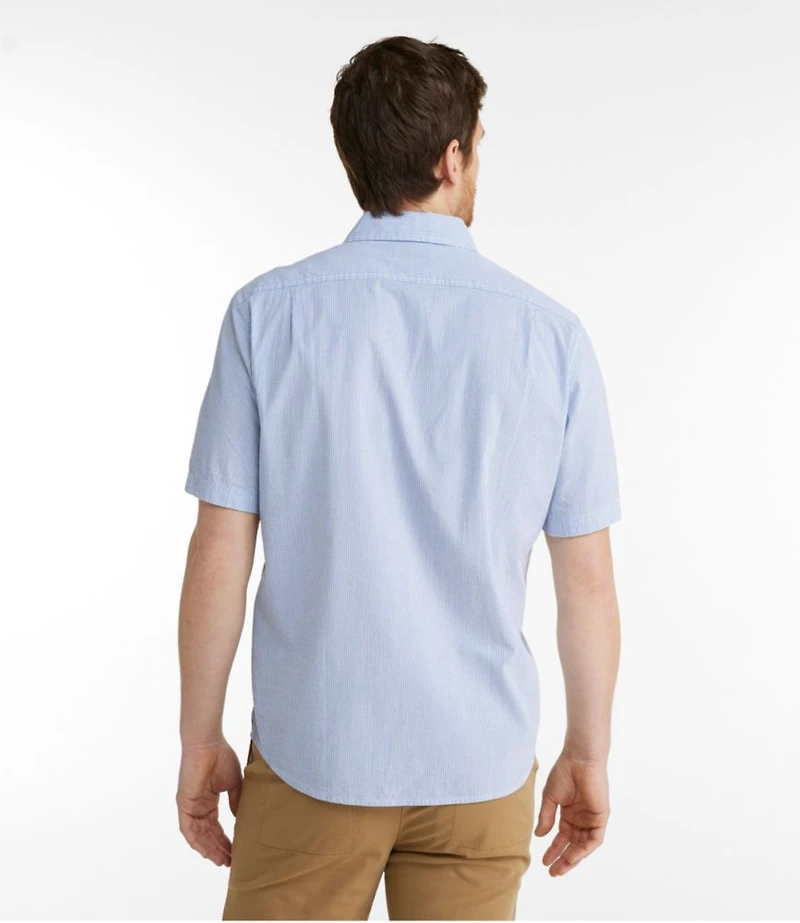 Men's Organic Seersucker Shirt, Short-Sleeve, Slightly Fitted, Stripe