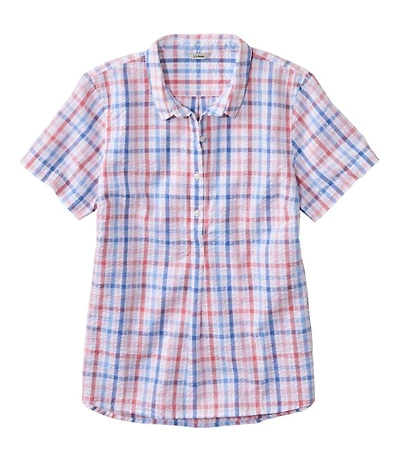 Women's Vacationland Seersucker Shirt, Short-Sleeve Popover Plaid