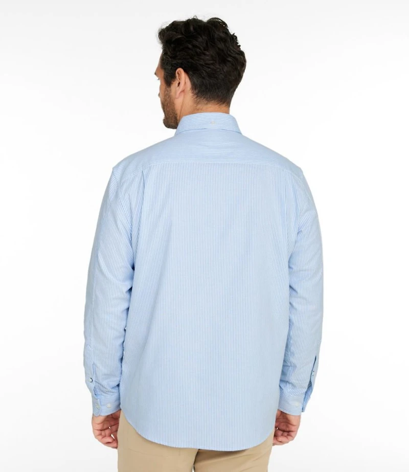 Men's Comfort Stretch Oxford Shirt, Traditional Untucked Fit, Stripe