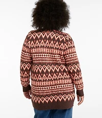 Women's Cotton Ragg Sweater, Open Cardigan Fair Isle