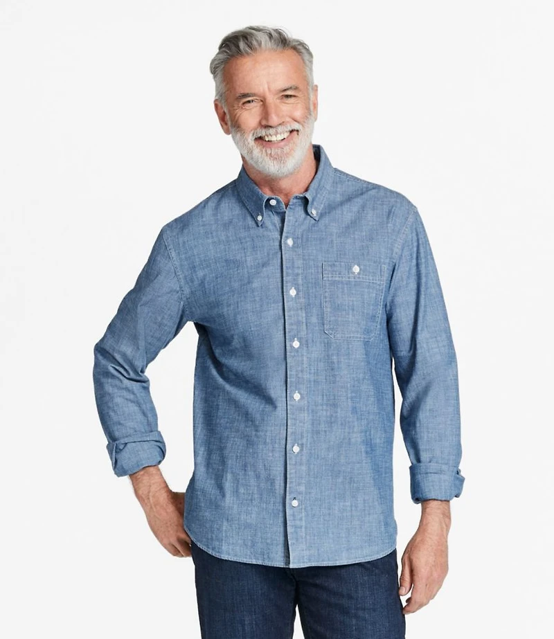 Men's Comfort Stretch® Chambray Shirt, Traditional Untucked Fit