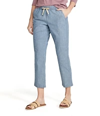 Women's Lakewashed Pull-On Chinos, Mid-Rise Chambray Ankle Pants
