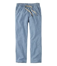 Women's Lakewashed Pull-On Chinos, Mid-Rise Chambray Ankle Pants