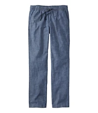 Women's Lakewashed Pull-On Chinos, Mid-Rise Chambray Ankle Pants