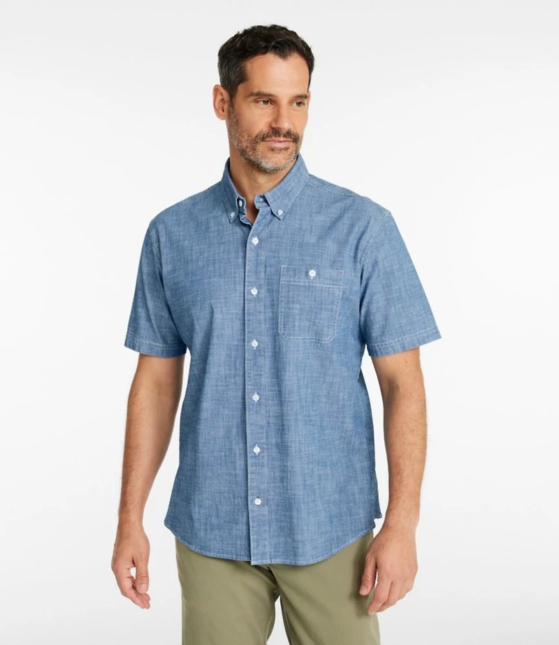 Men's Comfort Stretch® Chambray Shirt, Traditional Untucked Fit