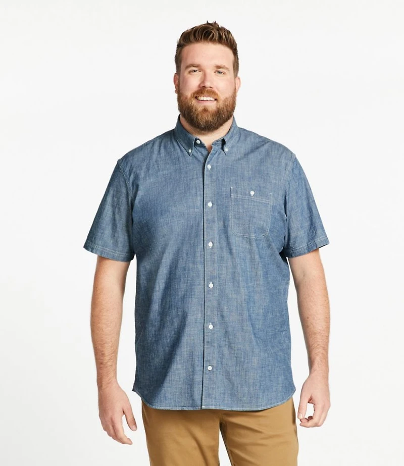 Men's Comfort Stretch® Chambray Shirt, Traditional Untucked Fit