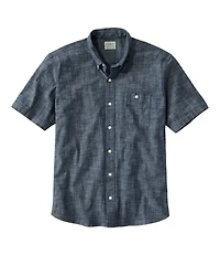 Men's Comfort Stretch® Chambray Shirt, Traditional Untucked Fit, Short-Sleeve