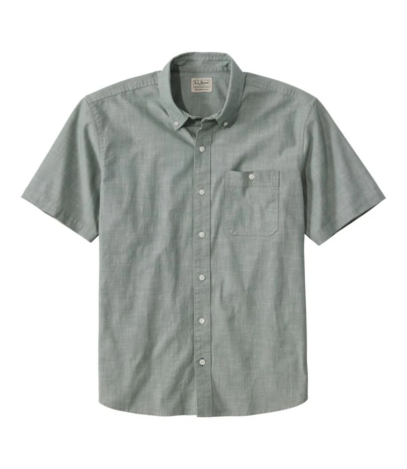 Men's Comfort Stretch® Chambray Shirt, Traditional Untucked Fit, Short-Sleeve