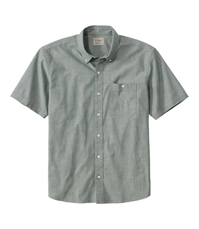 Men's Comfort Stretch® Chambray Shirt, Traditional Untucked Fit, Short-Sleeve
