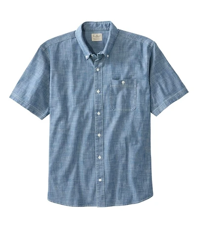 Men's Comfort Stretch® Chambray Shirt, Traditional Untucked Fit, Short-Sleeve