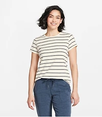 Women's Soft Stretch Supima-Blend Tee, Crewneck Short-Sleeve Striped