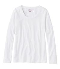 Women's Soft Stretch Supima-Blend Tee, Scoopneck Long-Sleeve