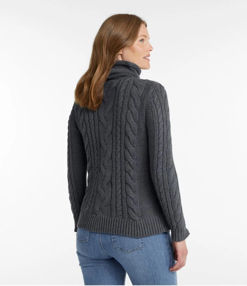 Women's Double L® Mixed-Cable Sweater, Funnelneck