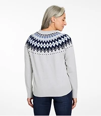 Women's Cotton/Cashmere Sweater, Crewneck Fair Isle