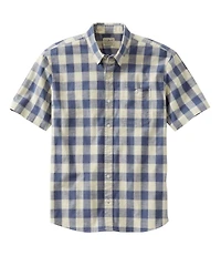Men's Comfort Stretch® Chambray Shirt, Traditional Untucked Fit, Short-Sleeve, Plaid