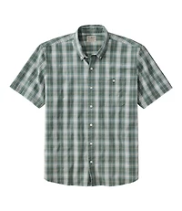 Men's Comfort Stretch® Chambray Shirt, Traditional Untucked Fit, Short-Sleeve, Plaid
