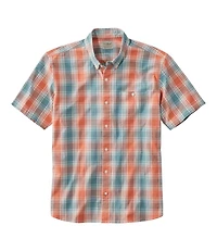 Men's Comfort Stretch® Chambray Shirt, Traditional Untucked Fit, Short-Sleeve, Plaid