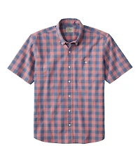 Men's Comfort Stretch® Chambray Shirt, Traditional Untucked Fit, Short-Sleeve, Plaid
