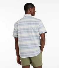 Men's Comfort Stretch Chambray Shirt, Traditional Untucked Fit, Short-Sleeve, Stripe