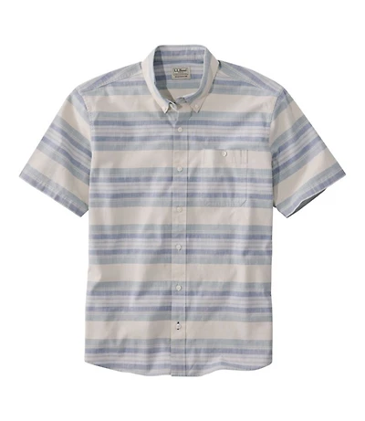 Men's Comfort Stretch Chambray Shirt, Traditional Untucked Fit, Short-Sleeve, Stripe