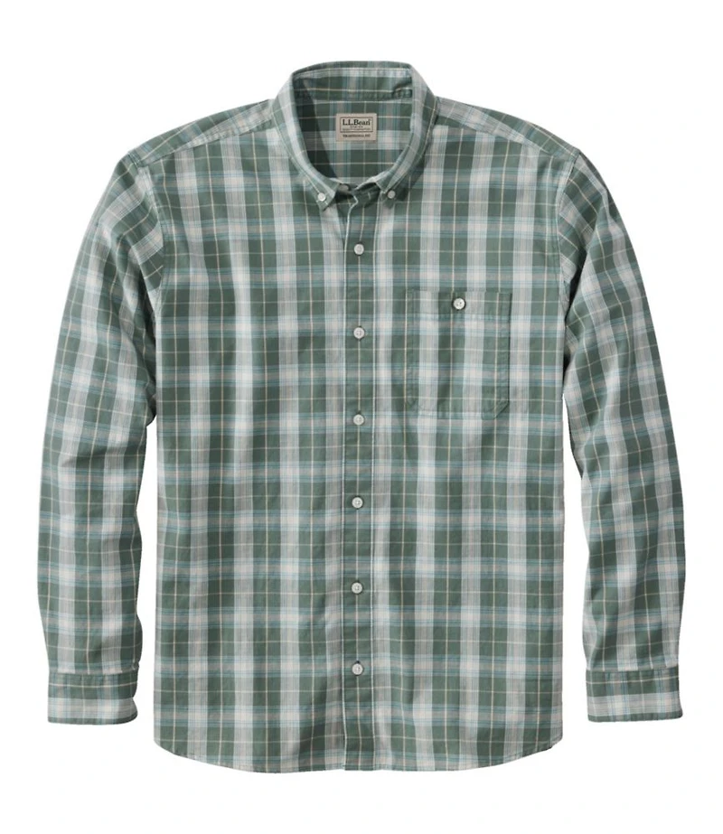 Men's Comfort Stretch® Chambray Shirt, Traditional Untucked Fit, Long-Sleeve, Print