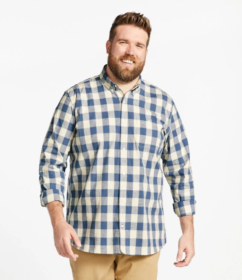 Men's Comfort Stretch® Chambray Shirt, Traditional Untucked Fit, Long-Sleeve, Print