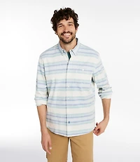 Men's Comfort Stretch Chambray Shirt, Traditional Untucked Fit, Long-Sleeve, Stripe