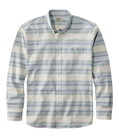 Men's Comfort Stretch Chambray Shirt, Traditional Untucked Fit, Long-Sleeve, Stripe