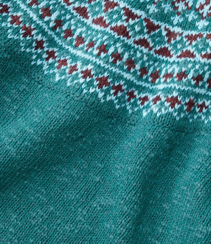 Women's Cotton Ragg Sweater, Funnelneck Pullover Fair Isle