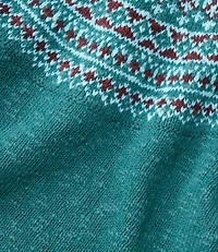 Women's Cotton Ragg Sweater, Funnelneck Pullover Fair Isle