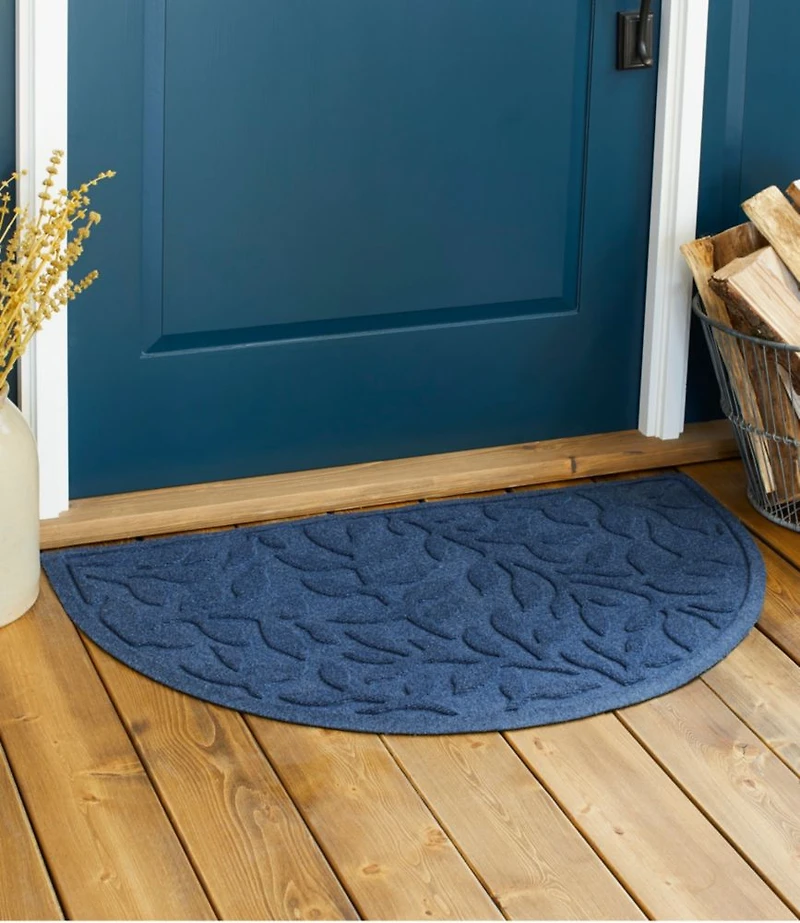 Heavyweight Recycled Waterhog Doormat, Half Round, Woodland Leaf