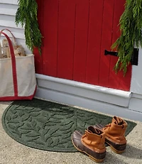 Heavyweight Recycled Waterhog Doormat, Half Round, Woodland Leaf