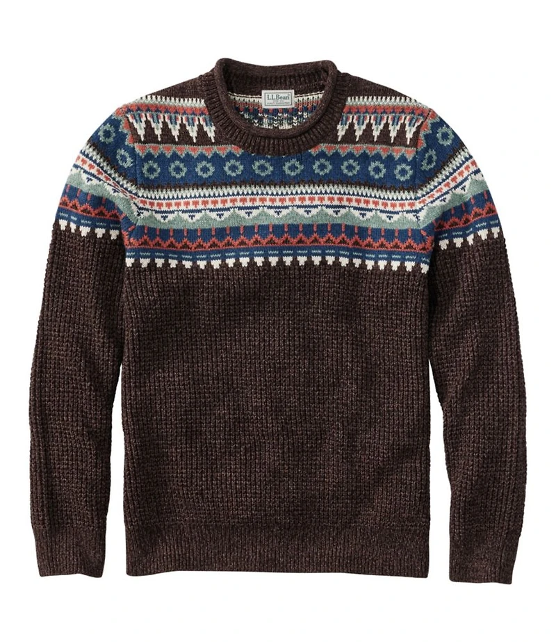 Men's L.L.Bean Organic Cotton Waffle Sweater, Crewneck, Fair Isle