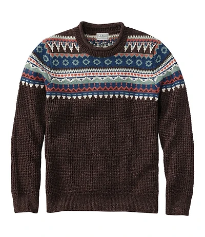 Men's L.L.Bean Organic Cotton Waffle Sweater, Crewneck, Fair Isle