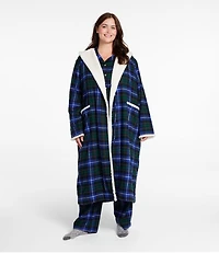 Women's Scotch Plaid Flannel Robe, Sherpa-Lined Long