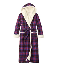 Women's Scotch Plaid Flannel Robe, Sherpa-Lined Long