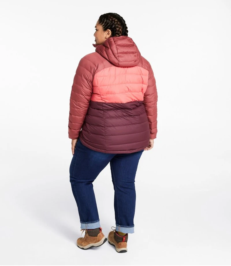 Women's Bean's Down Hooded Jacket, Colorblock