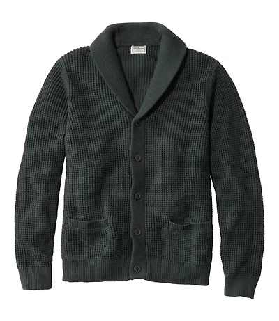 Men's Organic Cotton Waffle Sweater, Cardigan
