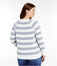 Women's Organic Cotton Slub Sweater, Crewneck Stripe
