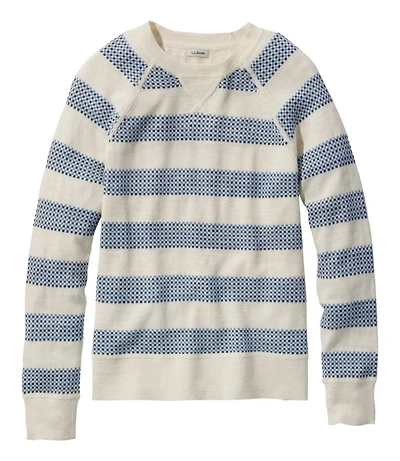 Women's Organic Cotton Slub Sweater, Crewneck Stripe