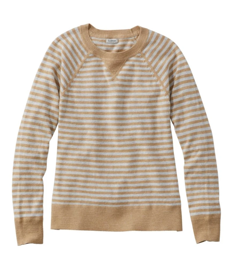 Women's Organic Cotton Slub Sweater, Crewneck Stripe