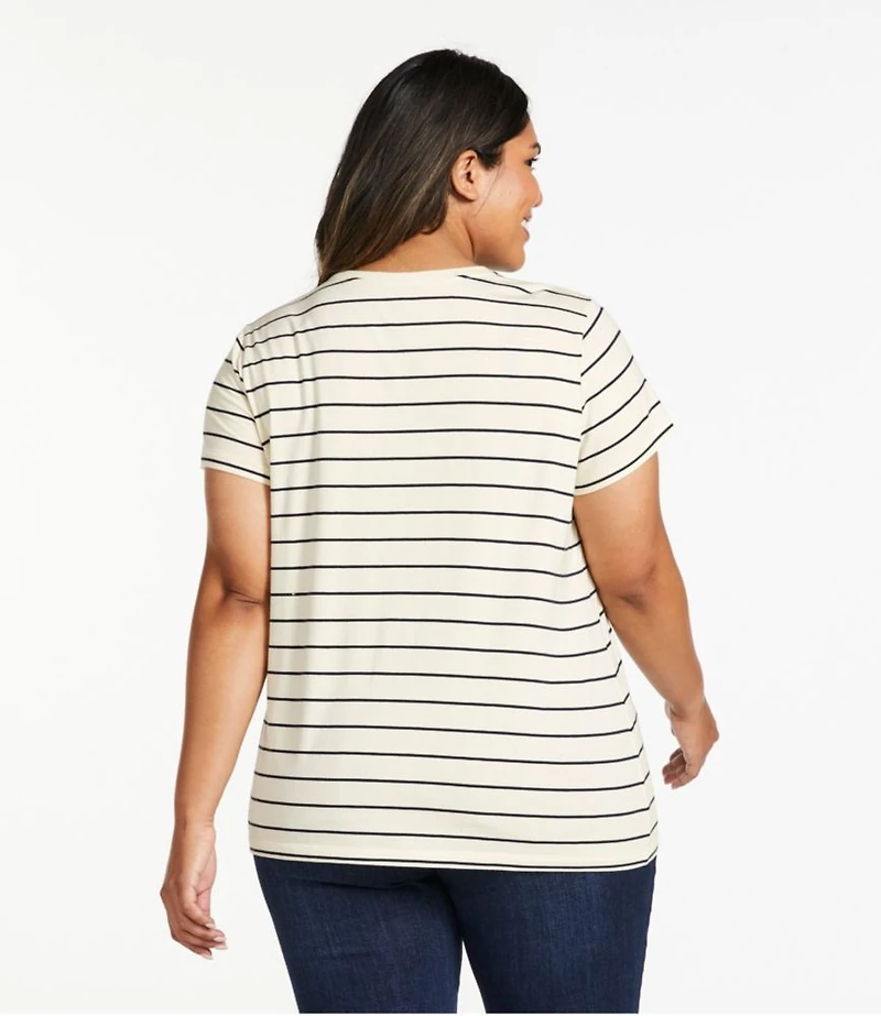 Women's Soft Stretch Supima-Blend Tee, Crewneck Short-Sleeve Striped