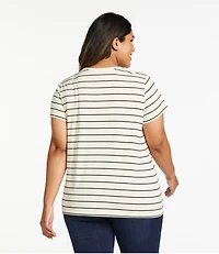 Women's Soft Stretch Supima-Blend Tee, Crewneck Short-Sleeve Striped