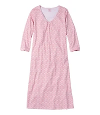 Women's Supima® Nightgown, V-Neck Three-Quarter-Sleeve Print