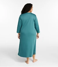 Women's Supima Cotton Nightgown, V-Neck Three-Quarter-Sleeve