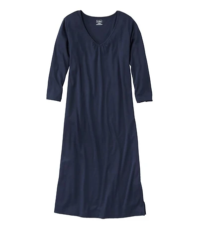 Women's Supima Cotton Nightgown, V-Neck Three-Quarter-Sleeve