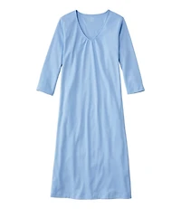 Women's Supima Cotton Nightgown, V-Neck Three-Quarter-Sleeve